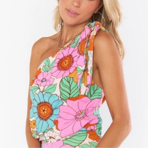 SMYMM Show Me Your Mumu Retro Floral One Shoulder Top size XL NWT - Picture 1 of 5